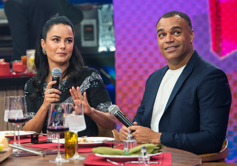 Denílson e Luciele di Camargo no Faustão na Band (Foto: Reprodução)