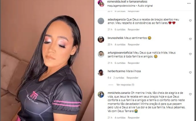 Fãs e familiares lamentaram a morte da cantora Tâmara nas redes sociais- Foto: Reprodução 