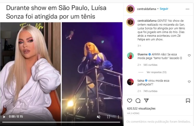 Vídeo de sapato voando em Luísa Sonza (Foto: Reprodução/Instagram)