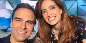 Tadeu Schmidt e Poliana Abritta juntos, na época do Fantástico- Foto: Divulgação/Globo