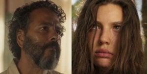 José Leôncio (Marcos Palmeira) insistirá na ideia de Juma (Alanis Guillen) ter um filho em Pantanal (Foto: Reprodução / Globo)