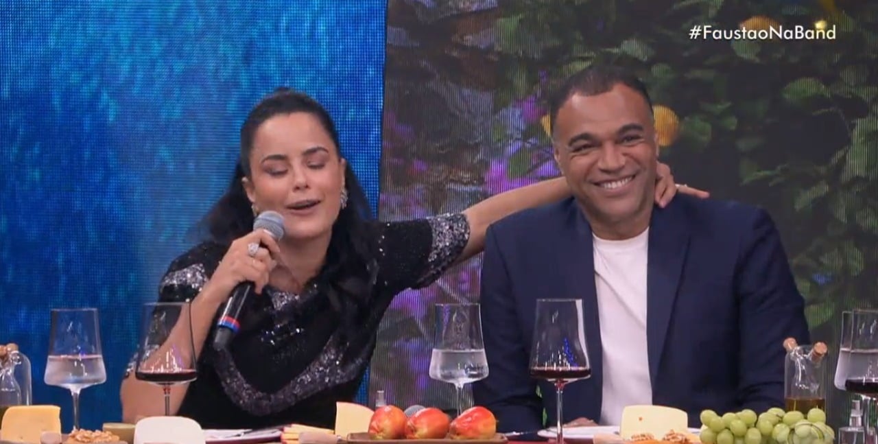 Luciele e Denílson no Faustão na Band (Foto: Reprodução)