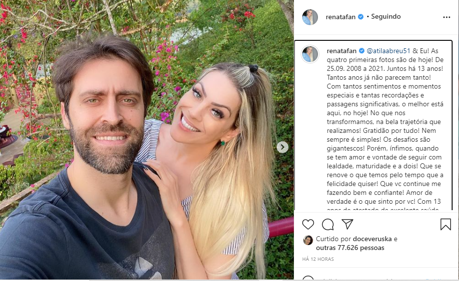 Post de Renata Fan (Foto: Reprodução/Instagram)