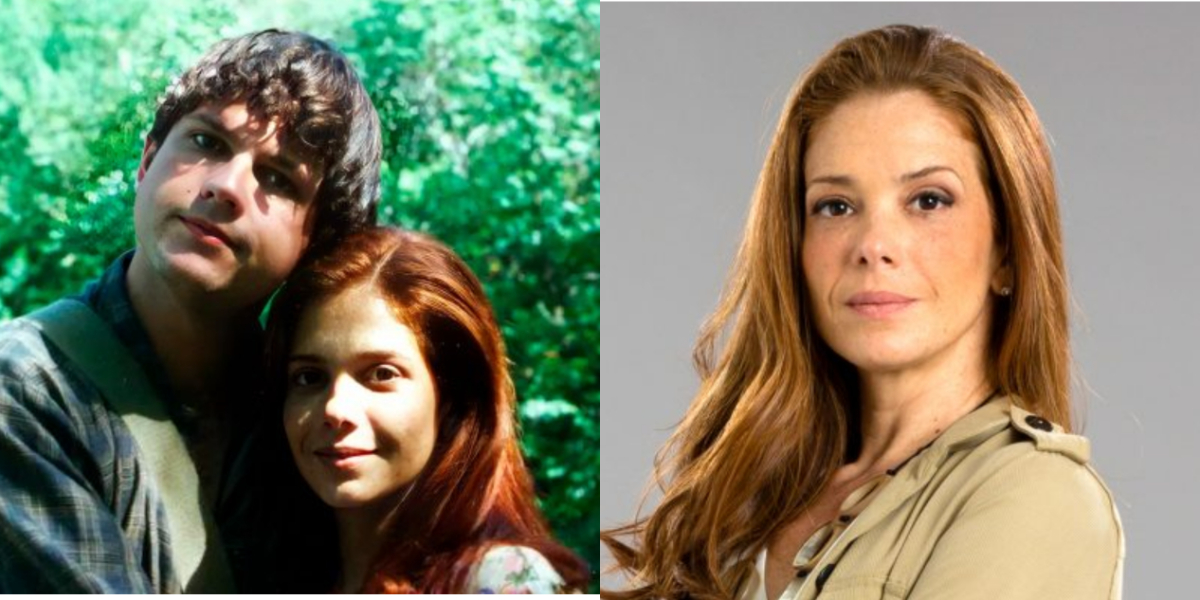 Karla Muga com Selton Mello, em "A Indomada", e atualmente (Foto: Divulgação/TV Globo/Reprodução)