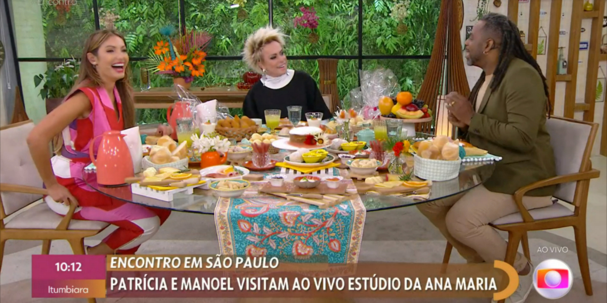 Patrícia Poeta e Manoel Soares visitaram Ana Maria Braga nos estúdios do "Mais Você" (Foto: Reprodução/TV Globo) Patrícia Poeta e Manoel Soares visitaram Ana Maria Braga nos estúdios do "Mais Você" (Foto: Reprodução/TV Globo)