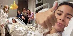 Anitta em hospital após cirurgia de endometriose (Reprodução: Montagem TV Foco)