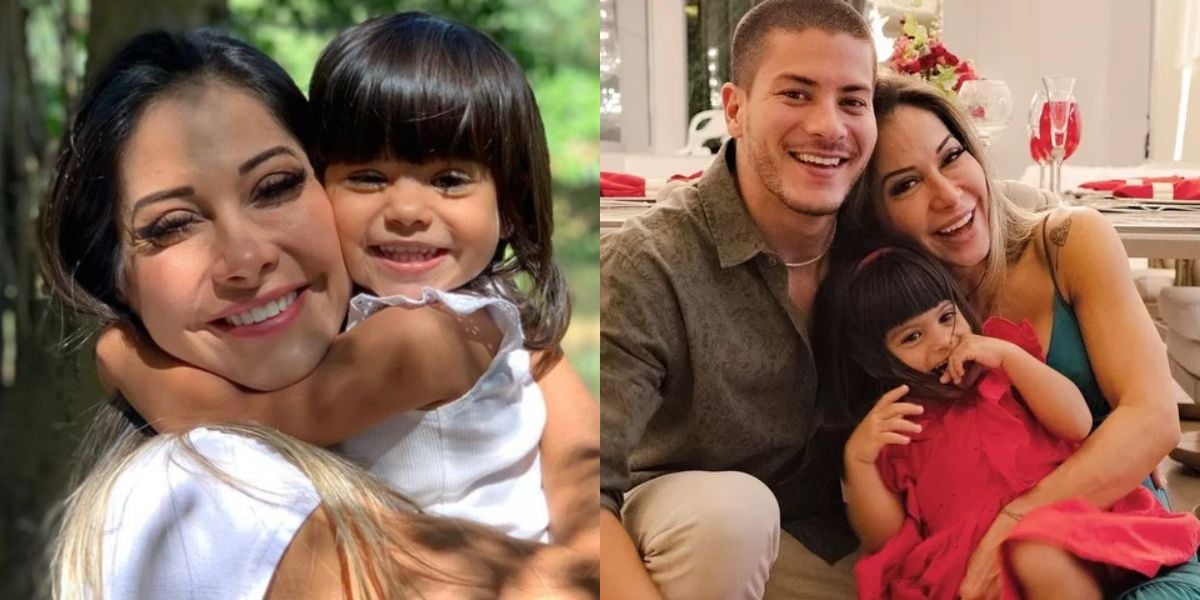 Maíra Cardi com seu marido Arthur Aguiar e a filha Sophia (Reprodução: Montagem TV Foco)