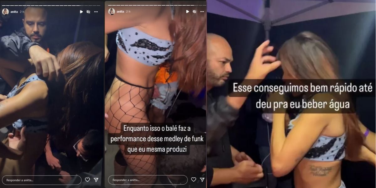 Anitta trocando de roupa durante show (Reprodução: Instagram)