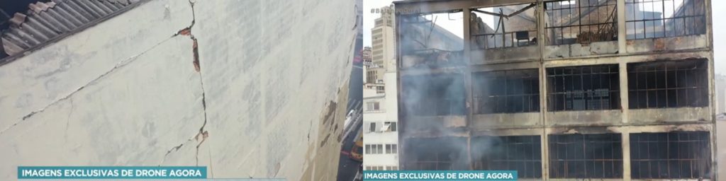 Record mostrou o estado do prédio que está sendo atigindo por incêndio desde o último domingo na capital paulista Record mostrou o estado do prédio que está sendo atigindo por incêndio desde o último domingo na capital paulista
