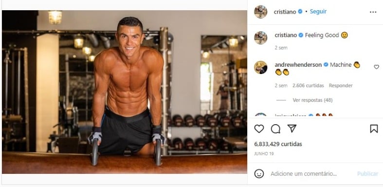 Cristiano Ronaldo teria aumentado o pênis (Foto: Reprodução/Instagram)