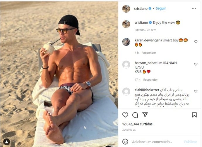 Cristiano Ronaldo teria aumentado o pênis (Foto: Reprodução/Instagram)