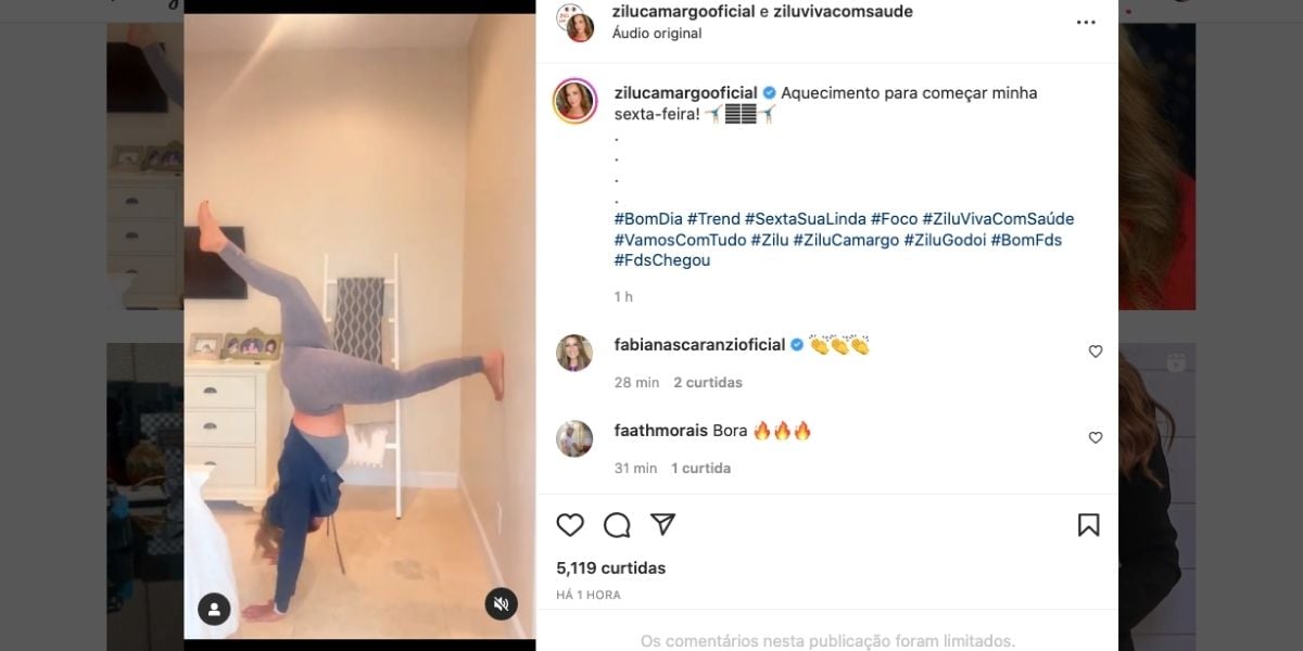 Zilu royba à cena ao ficar de pernas pro alto em vídeo (Foto: Reprodução)