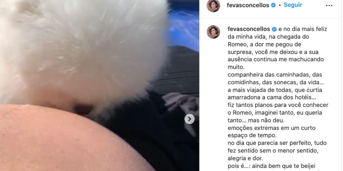 De acordo com atriz, perda de cachorra ainda dói (Reprodução) 