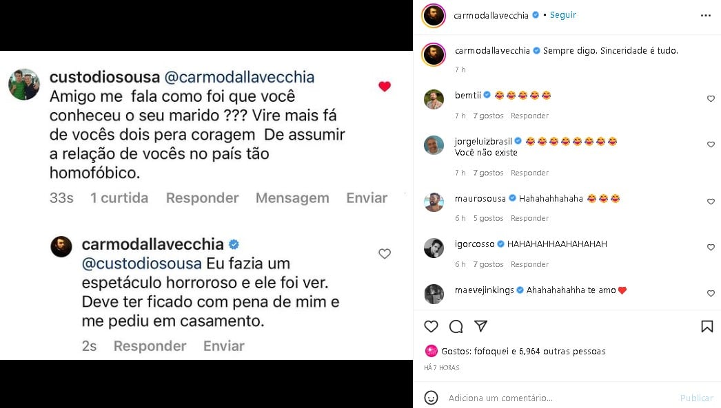 Carmo Dalla Vecchia decidiu falar sobre seu relacionamento com o autor de novelas (Foto: Reprodução/ Instagram)
