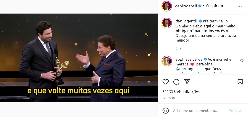 Danilo Gentili se derreteu em elogios para Silvio Santos, seu patrão no SBT (Foto: Reprodução/ Instagram) Danilo Gentili se derreteu em elogios para Silvio Santos, seu patrão no SBT (Foto: Reprodução/ Instagram)