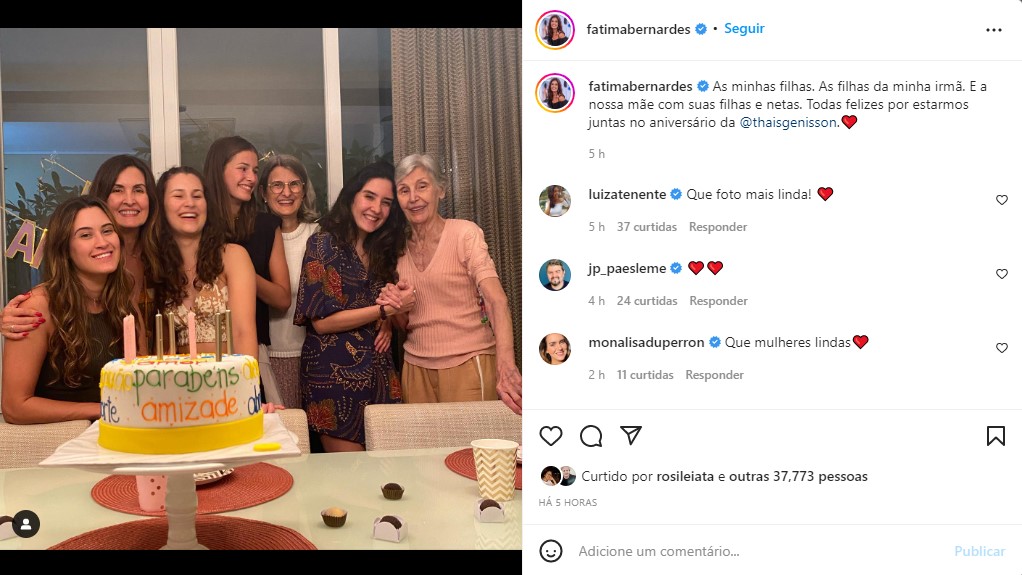 Fátima Bernardes faz comunicado expondo a família - Foto: Reprodução