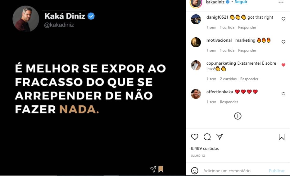 Kaká Diniz faz desabafo nas redes sociais - Foto: Reprodução