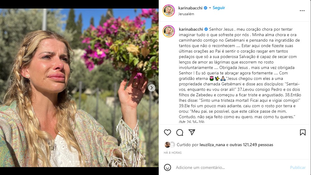 Karina Bacchi surge aos prantos nas redes sociais - Foto: Reprodução