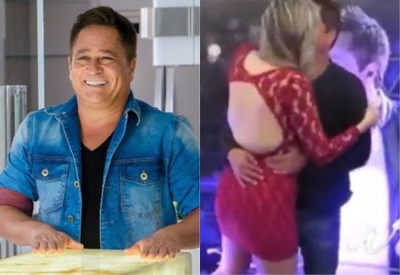 Leonardo foi flagrado aos beijos com fã em camarim (Foto: Reprodução)
