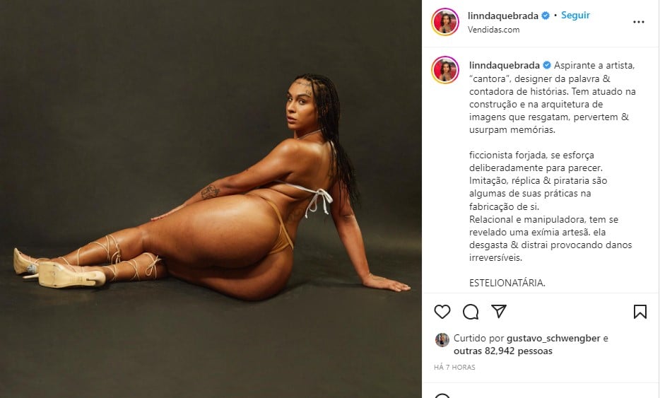 Linn da Quebrada exibe corpão em foto sensual - Foto: Reprodução