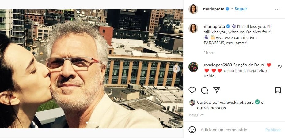 Esposa de Pedro Bial, Maria Prata, faz declaração especial para o amado e surpreende fãs (Foto: Reprodução)