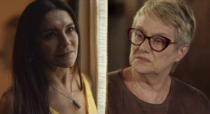 Falida, Mariana (Selma Egrei) teve que se hospedar na fazenda de José Leôncio (Marcos Palmeira) e passará a implicar com Filó (Dira Paes) em Pantanal (Foto: Reprodução / Globo)