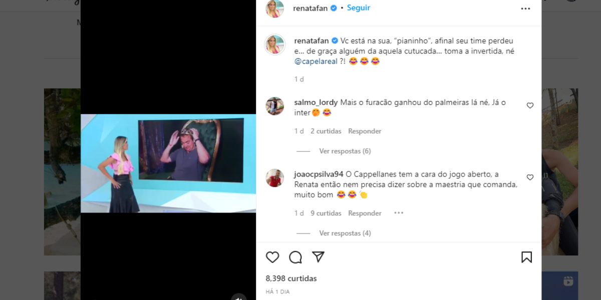 "Você quer falar?", Renata Fan bate-boca com comentarista do Jogo Aberto e ele sai do ar: "Aqui não" "Você quer falar?", Renata Fan bate-boca com comentarista do Jogo Aberto e ele sai do ar: "Aqui não"