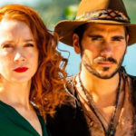 Irma (Camila Morgado) nunca teve sorte em relacionamentos amorosos e quando encontra Trindade (Gabriel Sater) o amor explode em Pantanal (Foto: Reprodução / Globo)
