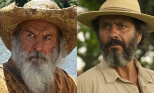 José Leôncio (Marcos Palmeira) morre e assume lugar do Velho do Rio (Osmar Prado) em Pantanal (Foto: Reprodução / Globo)