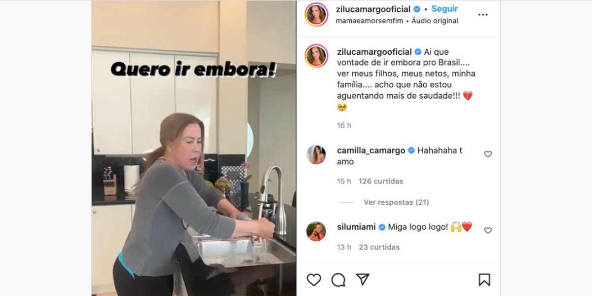 Zilu Godói mandou recado sobre a saudades do Brasil (Foto: Reprodução/ Instagram)
