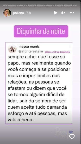 Poliana Rocha mandou recado e surpreendeu (Foto: Reprodução)