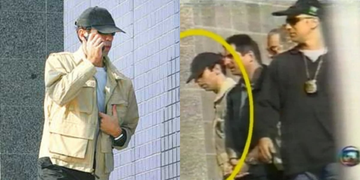 César Tralli disfarçado em ação da polícia de prisão (Foto: Reprodução/TV Globo)