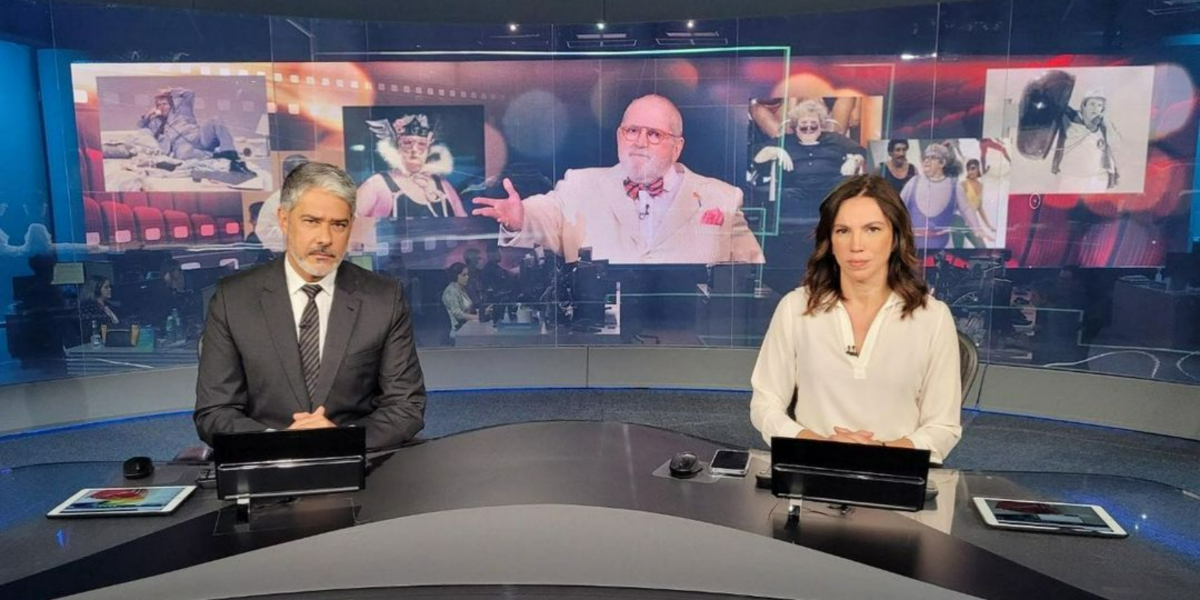 William Bonner e Ana Paula Araújo prestaram homenagem a Jô Soares no "Jornal Nacional" (Foto: Reprodução/Instagram) William Bonner e Ana Paula Araújo prestaram homenagem a Jô Soares no "Jornal Nacional" (Foto: Reprodução/Instagram)