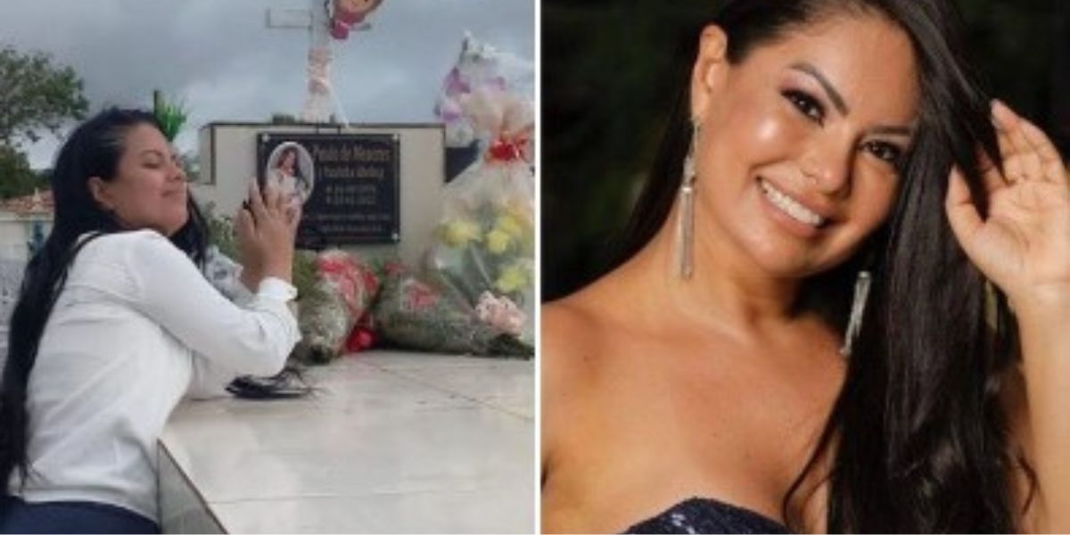 Com muita emoção, familiares foram até o túmulo de Paulinha Abelha no dia em que ela completaria 44 anos - Foto: Reprodução
