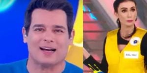 Michelle Barros fecha cara no programa de Portiolli ao ser repreendida pela produção e mal estar é exposto (Foto: Reprodução)