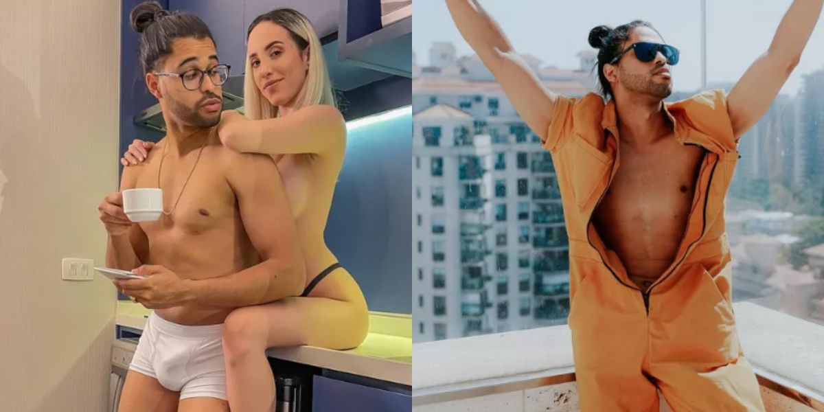 Ex-BBB Luciano Estevan surge de cueca branca com namorada nua e volumão do rapaz deixa público em polvorosa