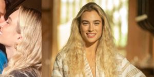 Discreta, Marcela Fetter, a Érica de Pantanal, surge aos beijos publicamente e expõe com quem vive relação (Foto: Reprodução)