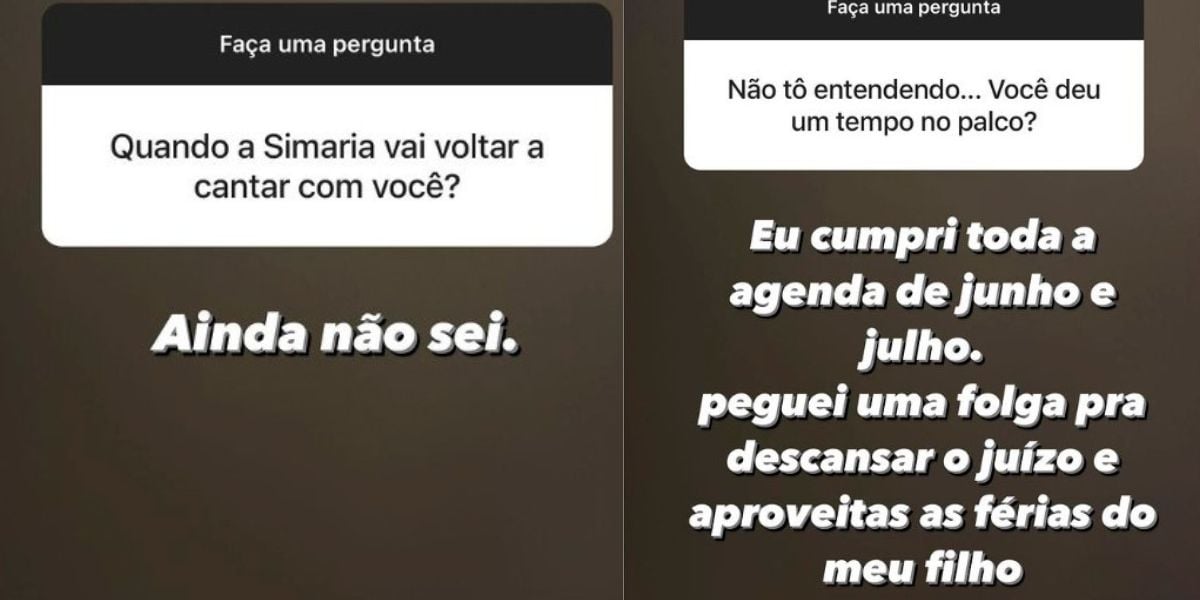 Simone confessa que ainda não sabe se vai voltar a cantar com Simaria  - Reprodução Instagram