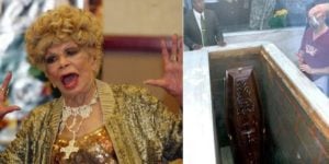 Dercy Gonçalves é enterrada de pé (Reprodução: Montagem TV Foco)