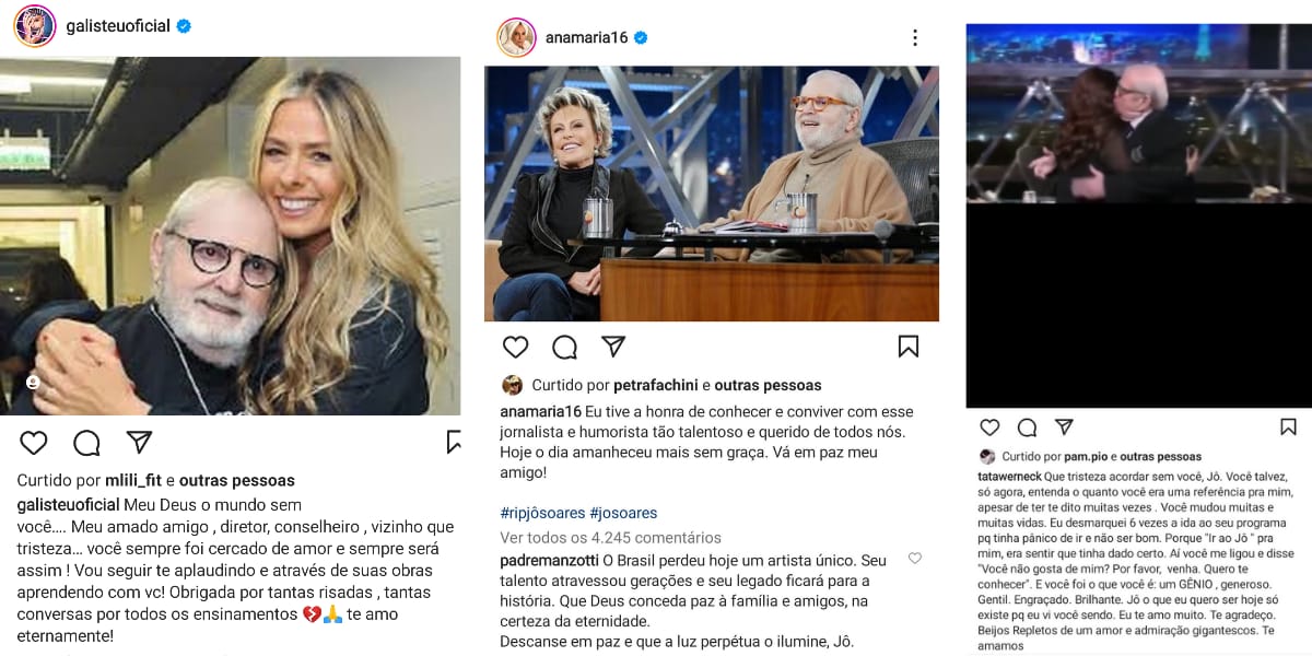 Adriane Galisteu, Ana Maria e Tatá Werneck homenageiam Jô Soares (Reprodução: Montagem TV Foco)