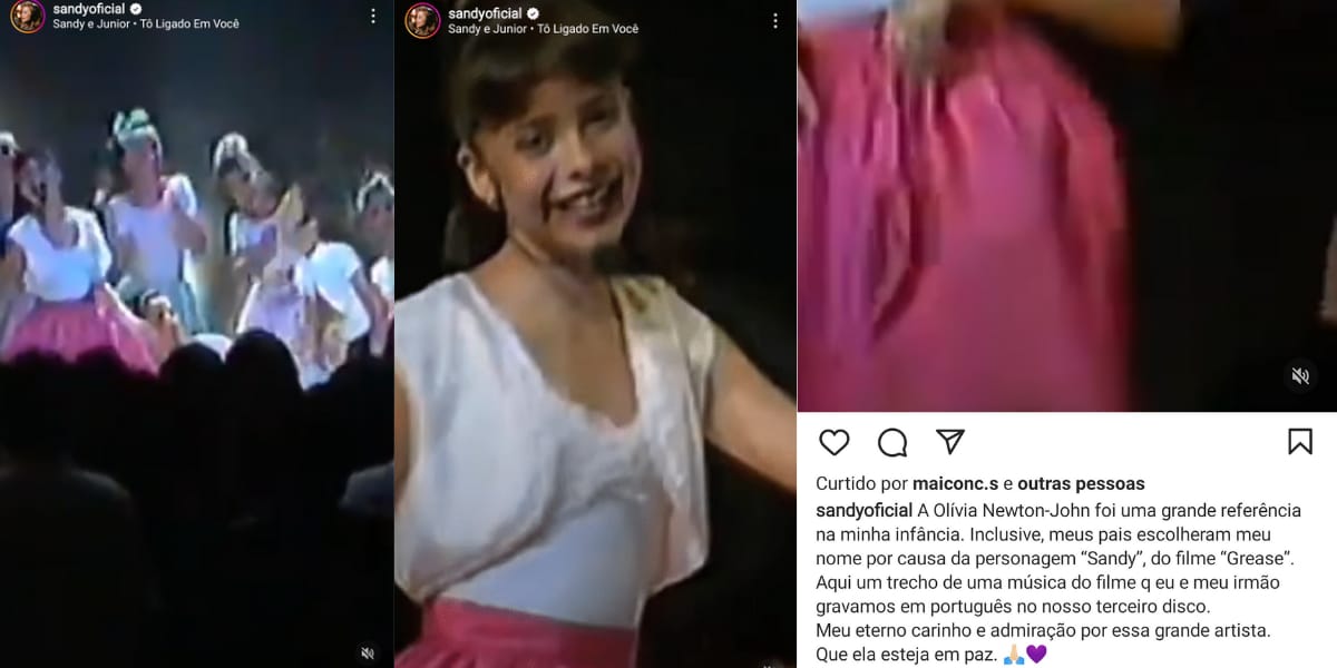 Sandy relembra música do filme 'Grease', do qual Olívia Newton-John foi protagonista (Reprodução: Instagram)