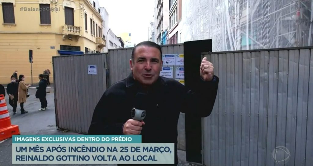 Gottino abriu o Balanço Geral fora dos estúdios da Record- Foto: Reprodução