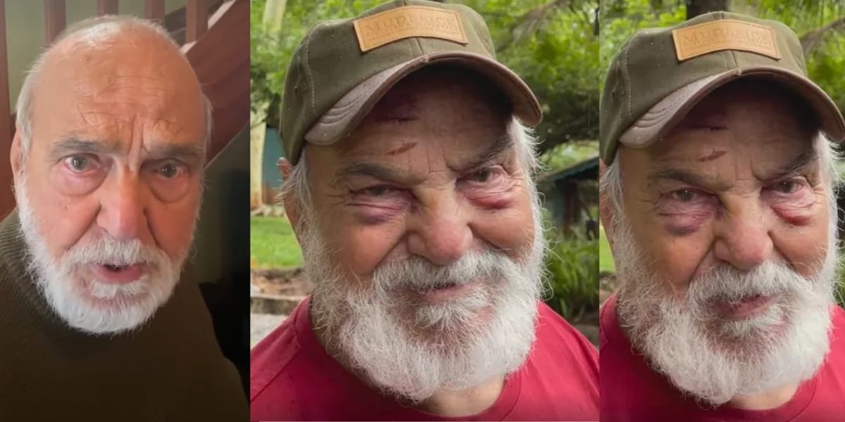 Lima Duarte depois de levar um tombo (Reprodução: Montagem TV Foco)