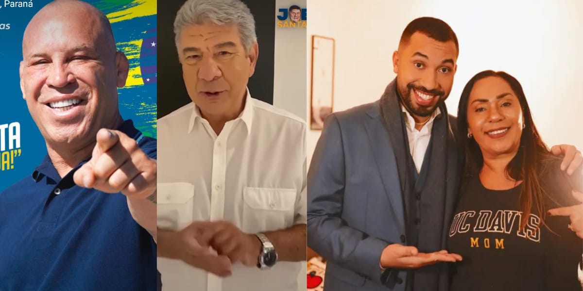 Wanderlei Silva, Joel Santana e Jacira Santana, candidatos para as eleições de 2022 (Reprodução: Montagem TV Foco)