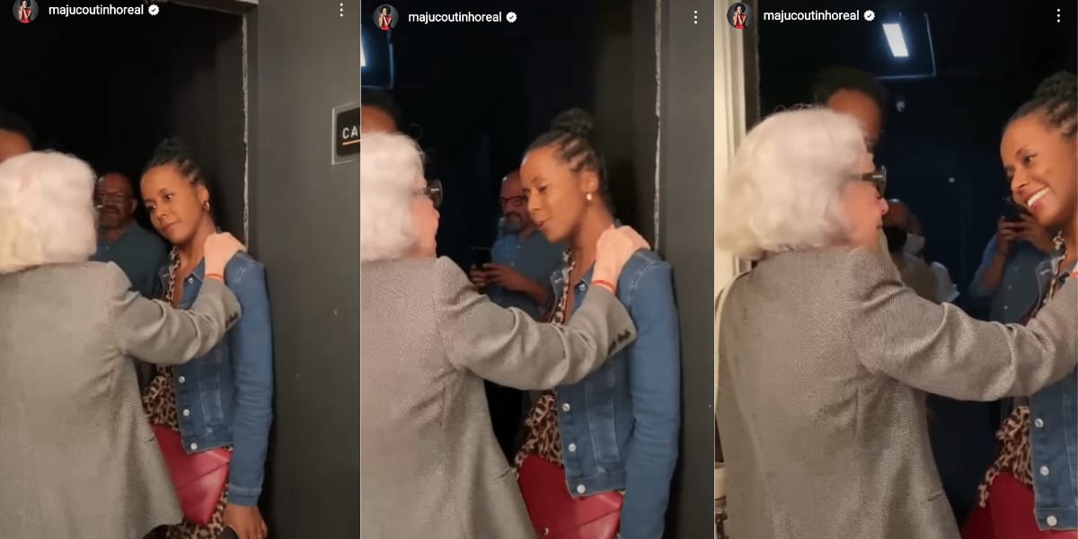 Maju Coutinho e Fernanda Montenegro se encontram após peça de teatro (Reprodução: Instagram)
