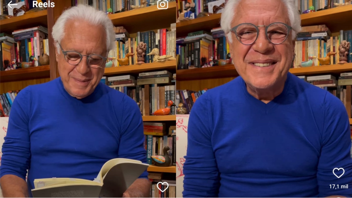 O ator Antônio Fagundes faz vídeo no Reels lendo poesia de Bráulio Neto
