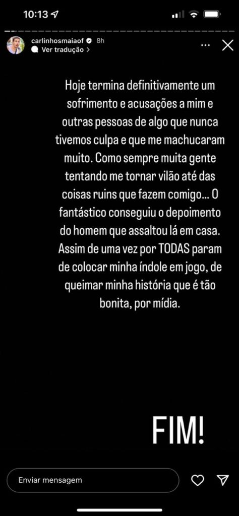 De acordo com Carlinhos Maia, sofrimento acabou (Reprodução)