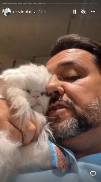 Geraldo Luís surgiu com seu gatinho e fez uma declaração (Foto: Reprodução/ Instagram)