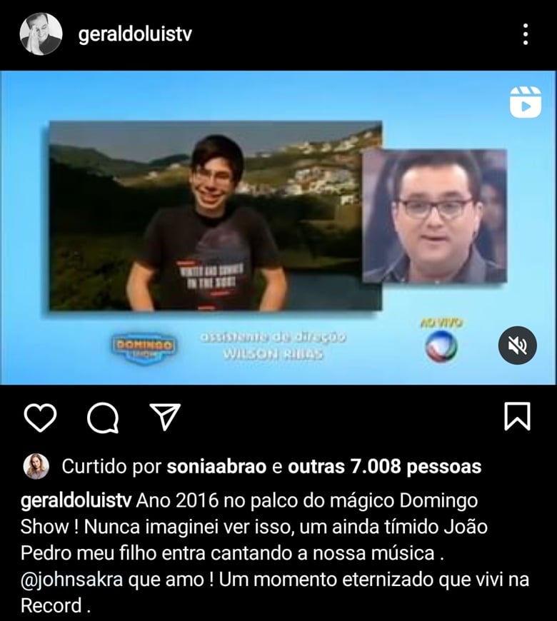 Geraldo Luís relembra um dos momentos mais emocionantes de sua carreira à frente do extinto "Domingo Show" 