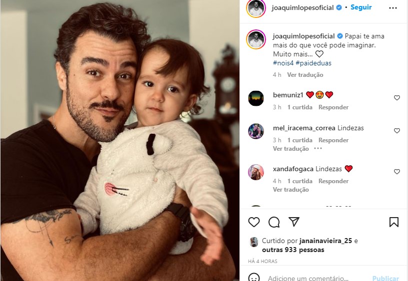 Joaquim Lopes ao lado da filha - Foto: Reprodução